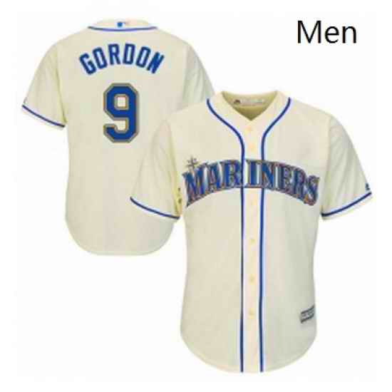 Mens Majestic Seattle Mariners 9 Dee Gordon Replica Cream Alternate Cool Base MLB Jersey